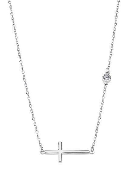 Lotus Silver Bracciale Con Croce In Argento 925 E Zirconi – Donna, Lunghezza 16 Cm + Prolunga, Chiusura A Moschettone